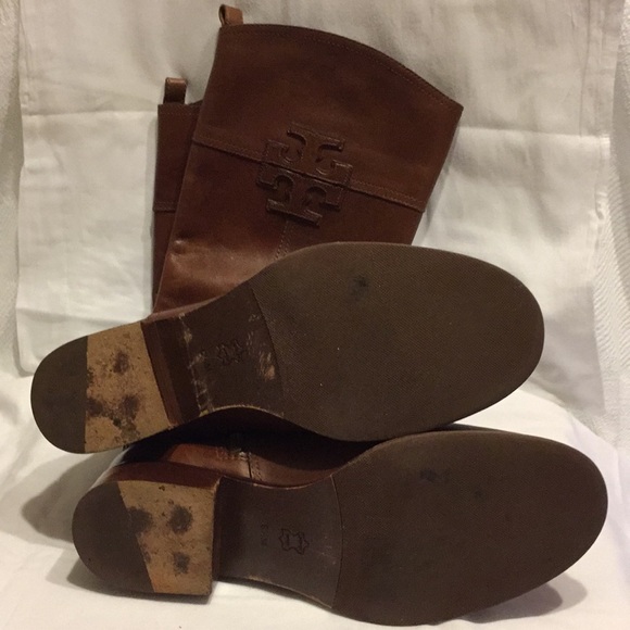 Cognac Riding Boots sz 8.5 - Zipper Seam Damage - Picture 3 of 7